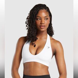 New Gymshark Halterneck Sports Bra - White - Medium